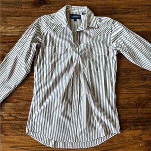 Perry Ellis Men's Black and White Striped Shirt